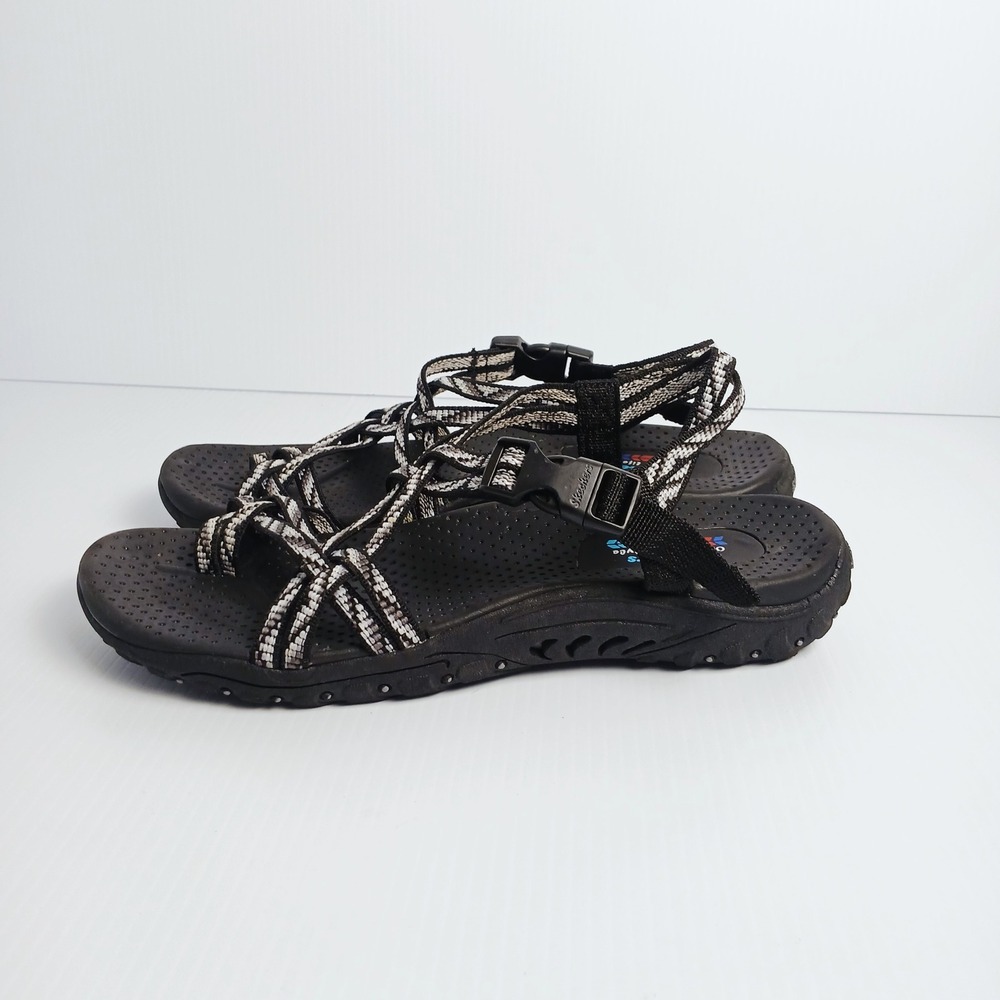 Skechers Outdoor Lifestyle Womens Black White Multi Strap Sandals Size 8.5 - Picture 2 of 8